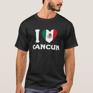 I Kärlek Cancun Heart Mexico Flagga T Shirt