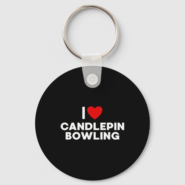 I Kärlek Candlepin Bowling T Shirt Nyckelring (Framsida)