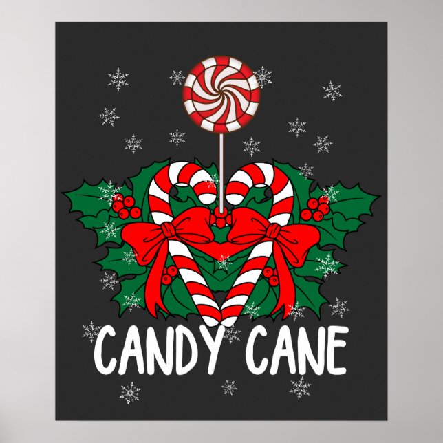 I kärlek Candy cane T-Shirt Poster (Framsidan)