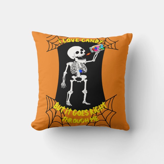 I Kärlek Candy Skeleton Pillow Kudde (Framsida)