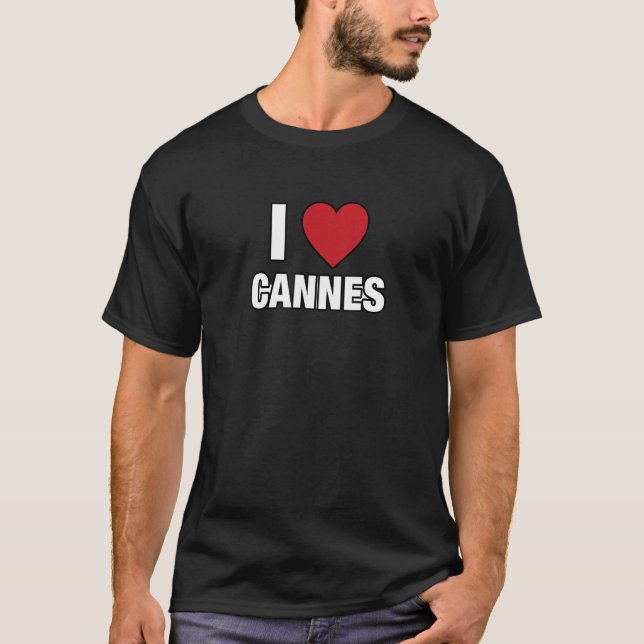 I KÄRLEK CANNES Frankrike Europe med Red Kärlek He T Shirt (Framsida)