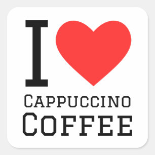 I kärlek cappuccino kaffe fyrkantigt klistermärke