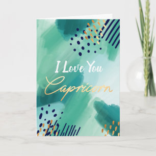 "I Kärlek, Capricorn" Zodiac Abstrakt Card Kort