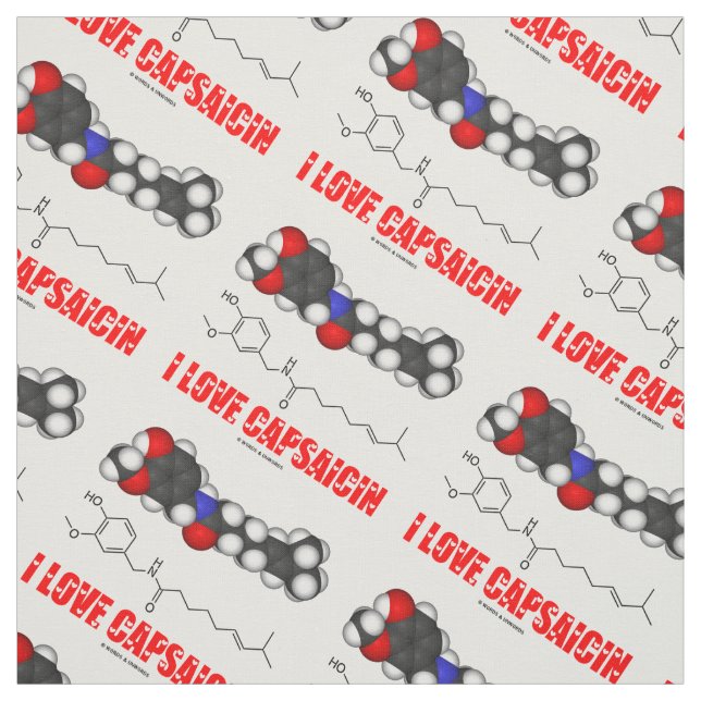 I Kärlek Capsaicin Chili Pepper Chemical Molecule Tyg (Provkarta)