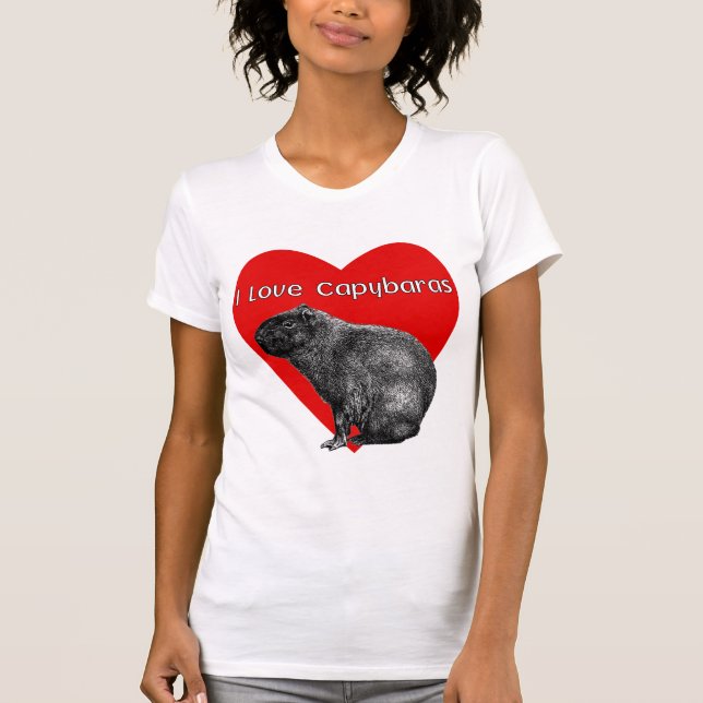 I Kärlek Capybaras Women's Basic Tee Shirt (Framsida)