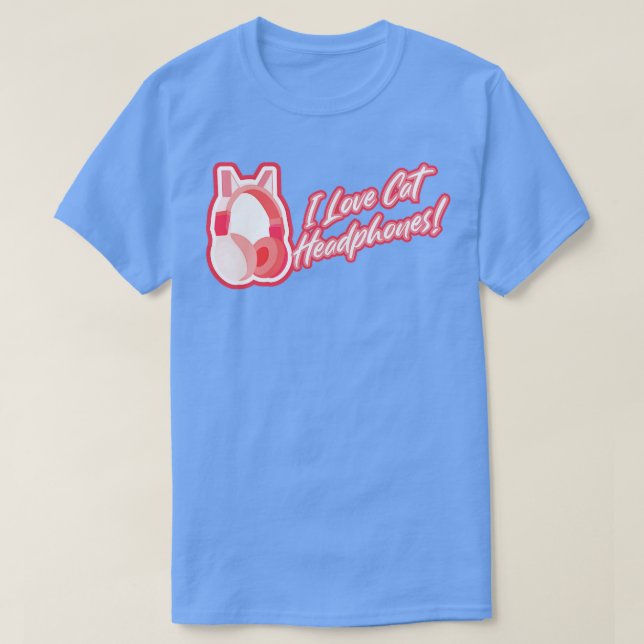 I kärlek cat öron hörlurar Rosa T Shirt (Design framsida)