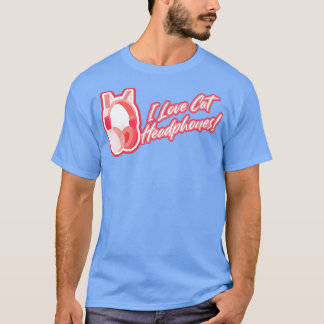 I kärlek cat öron hörlurar Rosa T Shirt