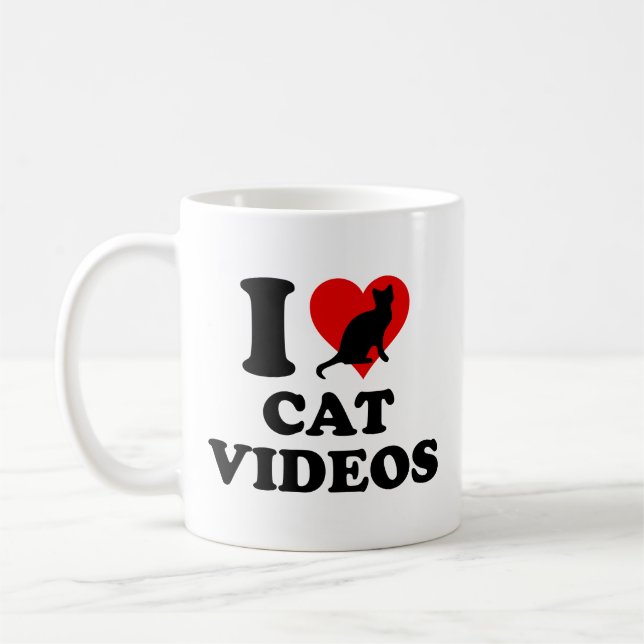 I Kärlek Cat Videos Coffee Mugg (Vänster)