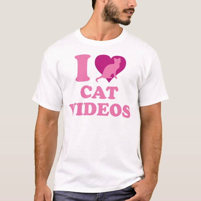 I Kärlek Cat Videos T Shirt (Framsida)