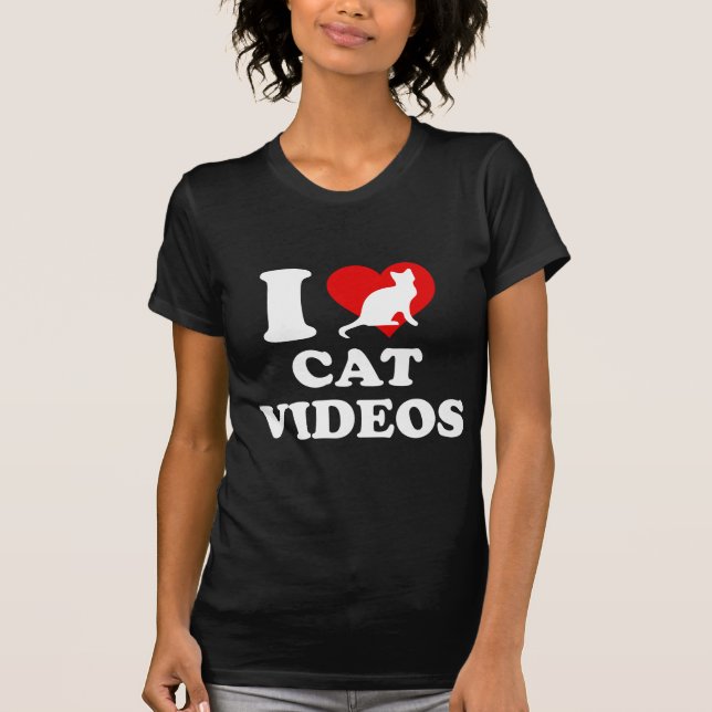I Kärlek Cat Videos T Shirt (Framsida)