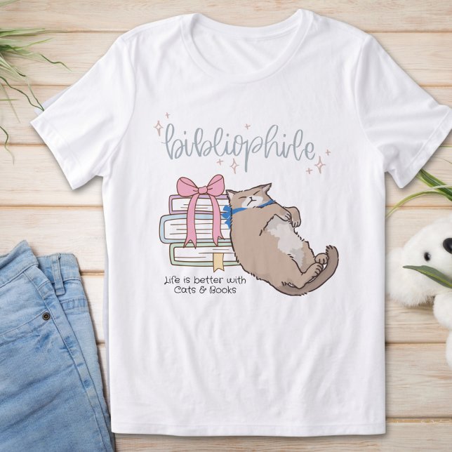 I Kärlek Cats and Bokar, Lustigt bibliofilt T Shirt (Zazzle I Love Cats and Books, Funny Bibliophile Tri-Blend Shirt)