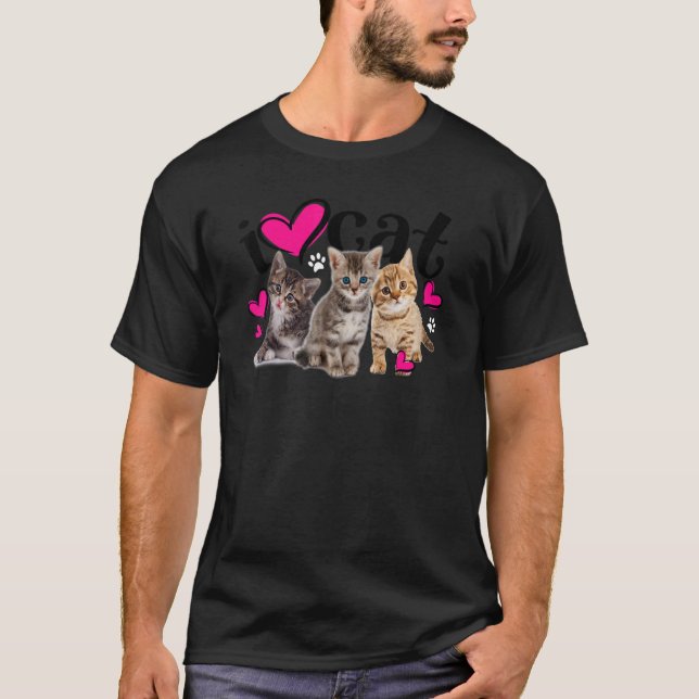 I Kärlek Cats Cat I kärlek Kittens T Shirt (Framsida)