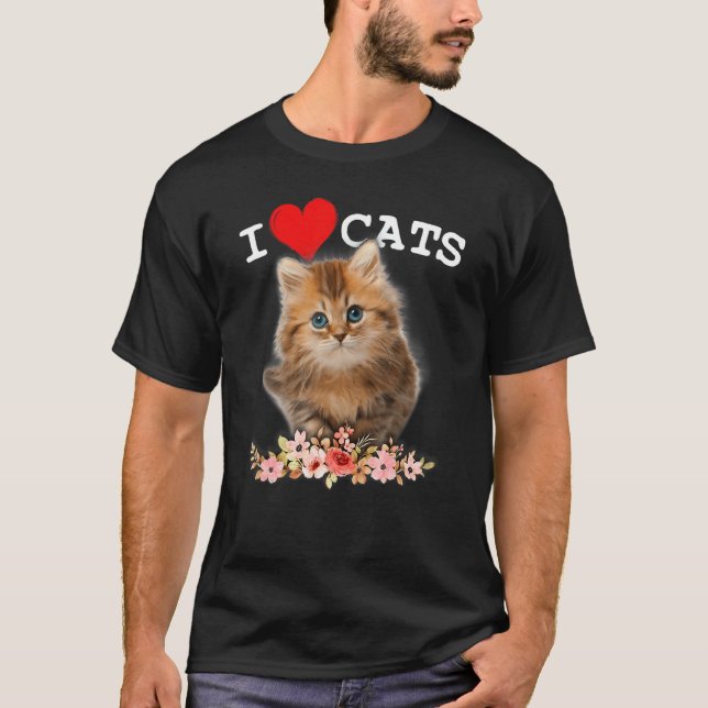 I Kärlek Cats Cat I Kärlek Kittens T Shirt (Framsida)