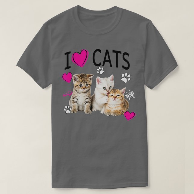 I Kärlek Cats Cat lover I kärlek Kittens T Shirt (Design framsida)