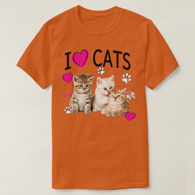 I Kärlek Cats Cat lover I kärlek Kittens T Shirt (Design framsida)
