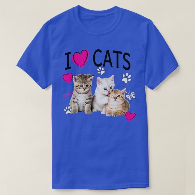 I Kärlek Cats Cat lover I kärlek Kittens T Shirt (Design framsida)