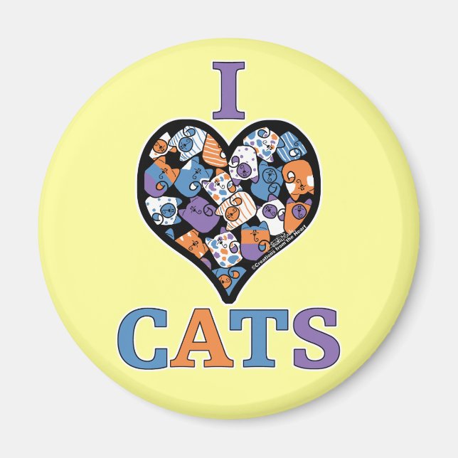 I Kärlek Cats - Collage Heart Magnet (Framsidan)