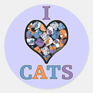 I Kärlek Cats - Collage Heart Runt Klistermärke