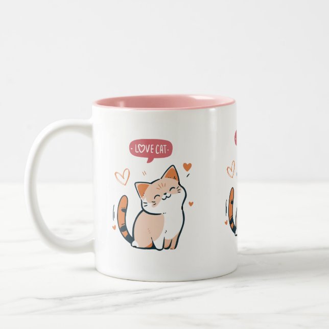 I kärlek Cats Cute Tecknad Två-Tonad Mugg (Vänster)