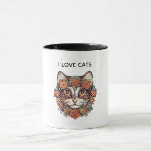 I KÄRLEK CATS FANTASTISK ART CATS ÄLSKARE DESIGN MUGG