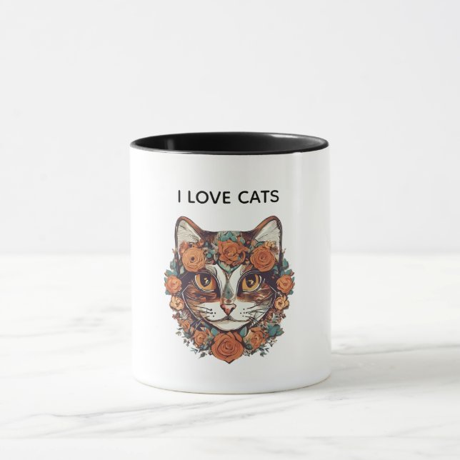 I KÄRLEK CATS FANTASTISK ART | CATS ÄLSKARE DESIGN MUGG (Center)