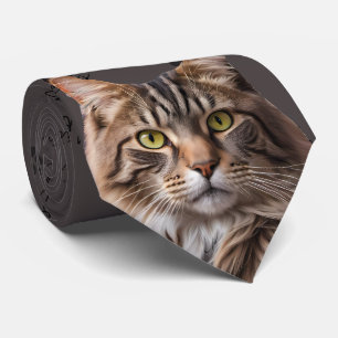 I Kärlek Cats Grått Tabby katt Neck Tie Slips