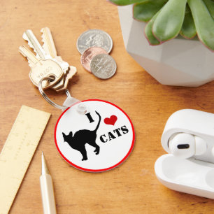 I kärlek Cats & Heart med svart katt, Kitten Nyckelring