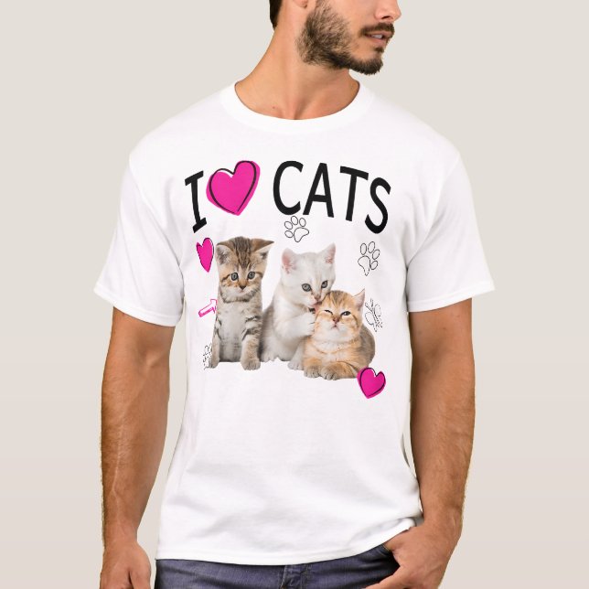 I Kärlek Cats | Kattlover i kärlek Kittens T Shirt (Framsida)