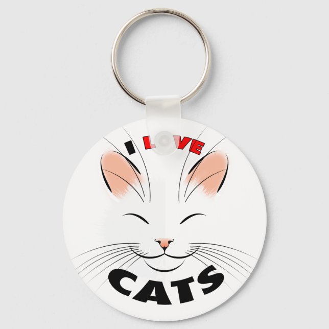 I kärlek Cats Keychain Nyckelring (Framsida)