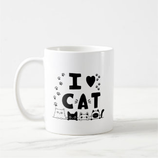 I Kärlek Cats Mugg - Cute Cat Print Coffee Kopp - 