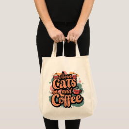 I Kärlek Cats och Coffee Tote Bag Tygkasse