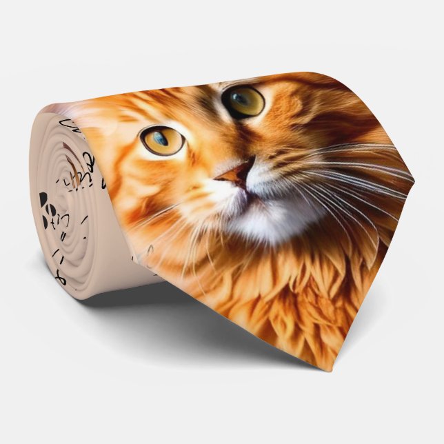 I kärlek Cats Orange Tabby katt Neck Tie Slips (Rullad)
