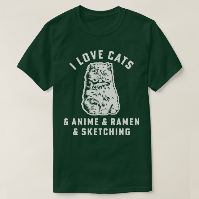 I Kärlek Cats Ramen Sketching Cat Mamma Girl T Shirt (Design framsida)