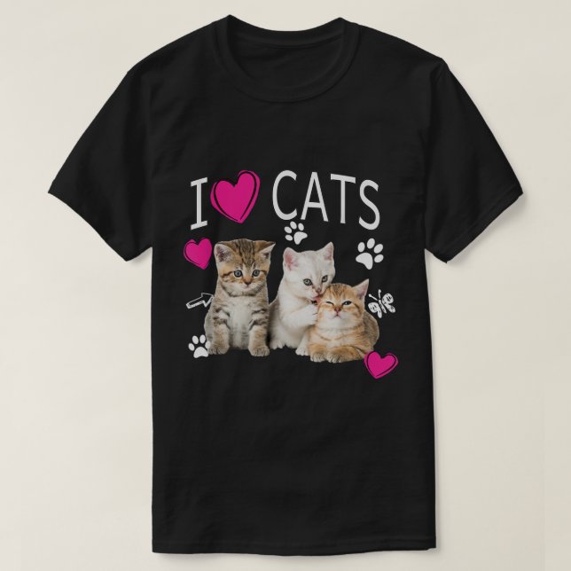 I Kärlek Cats Shirt Cat lover I kärlek Kittens T (Design framsida)