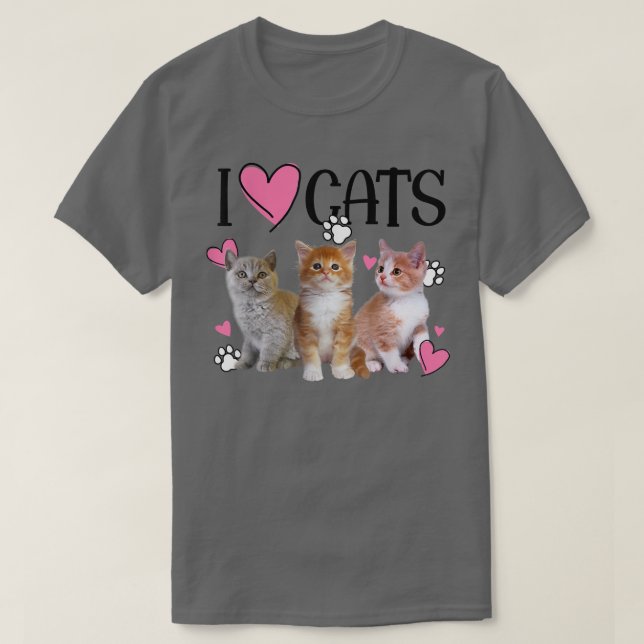 I Kärlek Cats Shirt Cat lover Tee - I kärlek Kitte (Design framsida)
