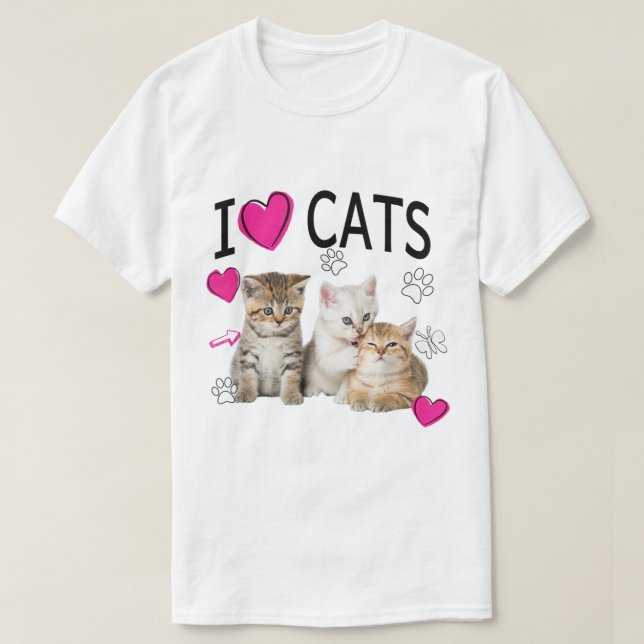 I Kärlek Cats Shirt Cat lover Tee I kärlek Kittens (Design framsida)