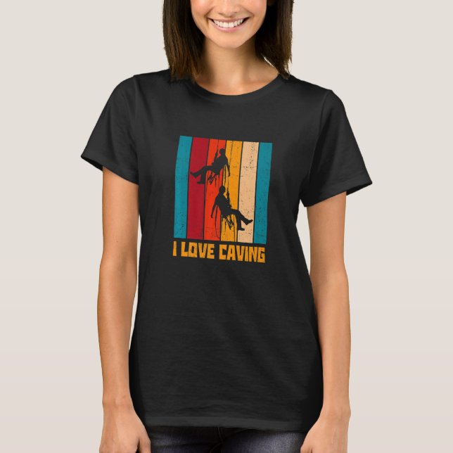 I Kärlek Cave Exploring Potholing Spelunki T Shirt (Framsida)