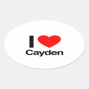 i kärlek cayden ovalt klistermärke
