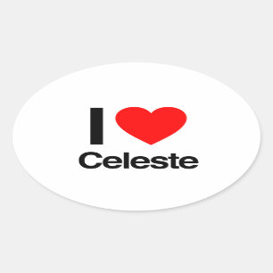 i kärlek celeste ovalt klistermärke