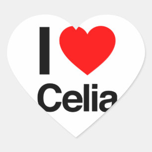 i kärlek celia hjärtformat klistermärke