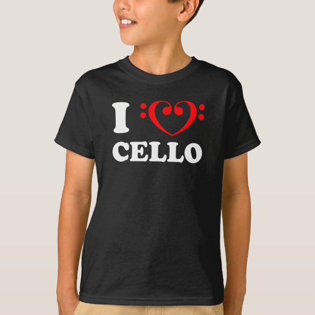 I Kärlek Cello Bass Clef T Shirt (Framsida)