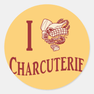I Kärlek Charcuterie Runt Klistermärke