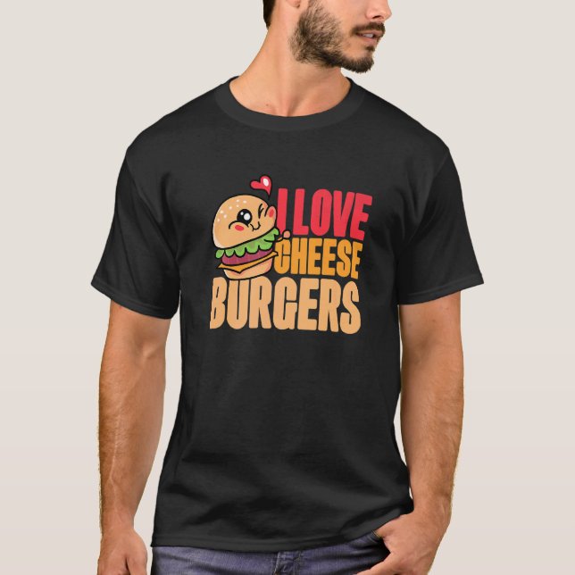 I Kärlek Cheese Burgers Hamburger Women and Cheese T Shirt (Framsida)