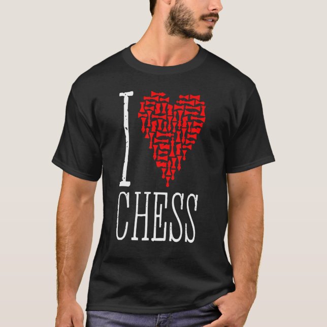 I Kärlek Chess Heart Player Master Coach Biet Mosa T Shirt (Framsida)