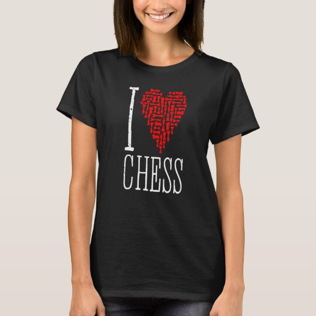 I Kärlek Chess Heart Player Master Coach Biet Mosa T Shirt (Framsida)