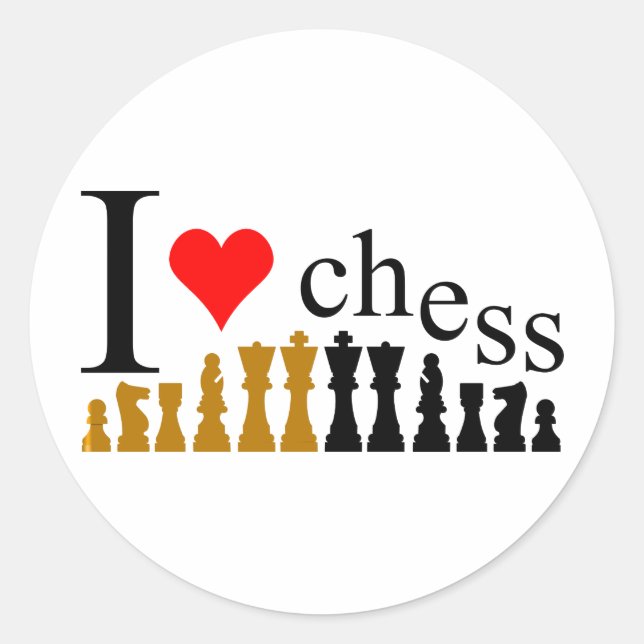 I kärlek Chess Runt Klistermärke (Framsida)