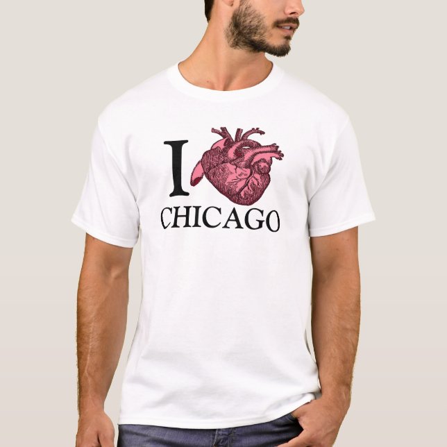 I Kärlek Chicago, anatomiskt korrekt t-shirt för h (Framsida)
