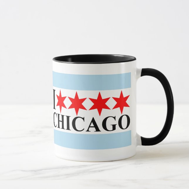 I Kärlek Chicago - Chicago Flagga Stil Mugg (Höger)