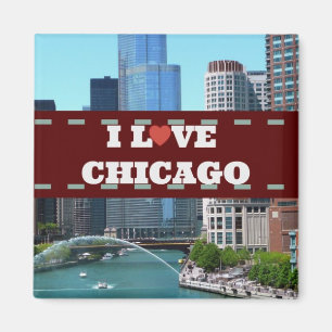 I Kärlek Chicago Cityscape Magnet