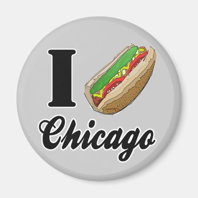 I Kärlek Chicago Hett Hundar Refrigerator Magnet (Framsidan)